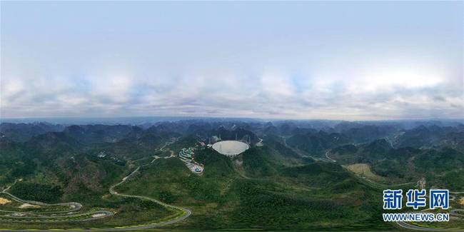 1月11日拍摄的“中国天眼”全景（检修期间拍摄）。